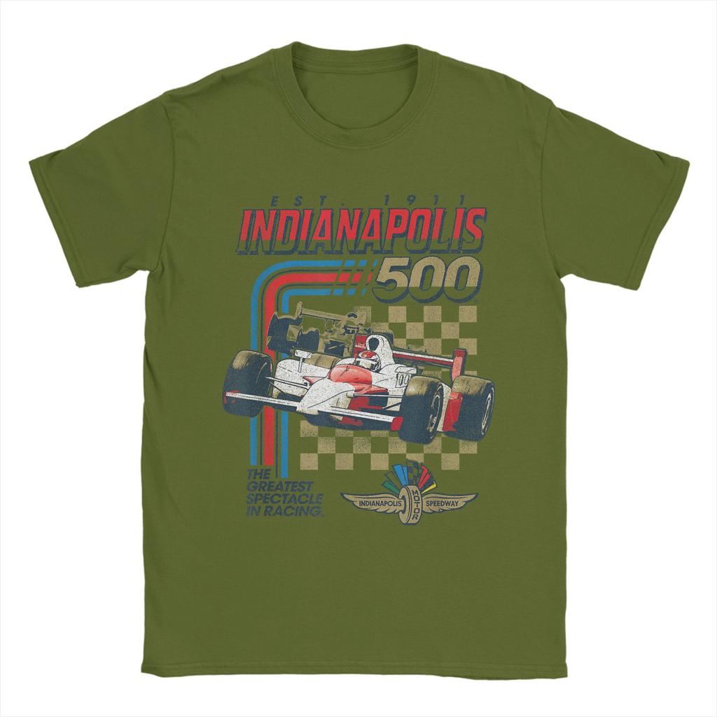 Indianapolis Motor Speedway EST. 1911 T Shirts Men Pure Cotton Leisure T-Shirts Round Neck Spectacle Racing Tee Clothes Printed