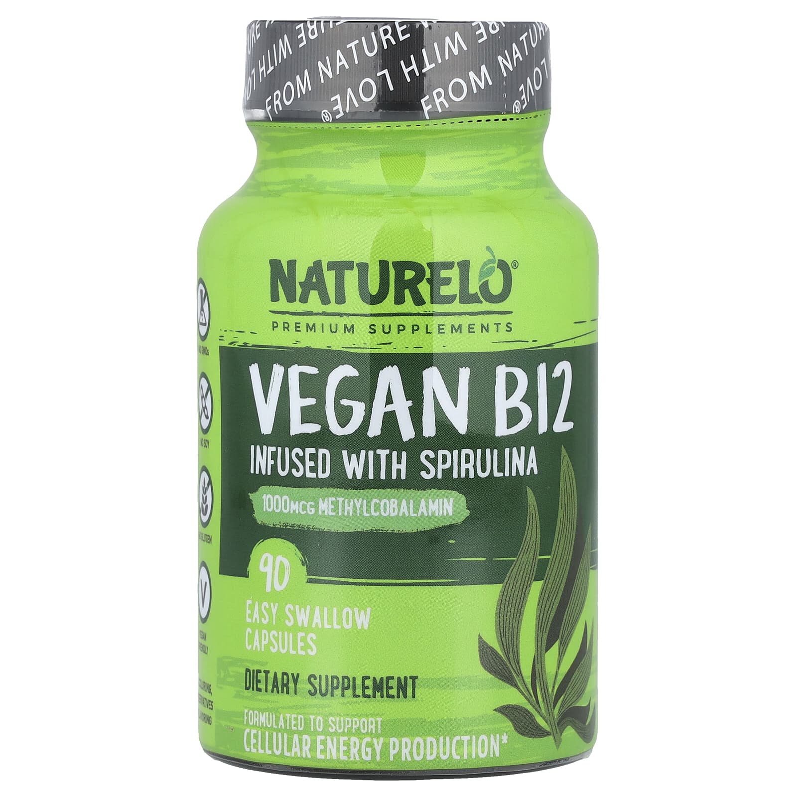 

Vegan B12 with Spirulina, 90 Easy-to-Swallow Capsules