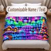 Christmas Theme Soft Blanket Personalized Custom Name Text Print Warm Blanket Home Sofa Bedroom Decor