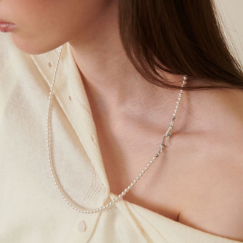 cotoit Knot Point Pearl Necklace Long(4mm)