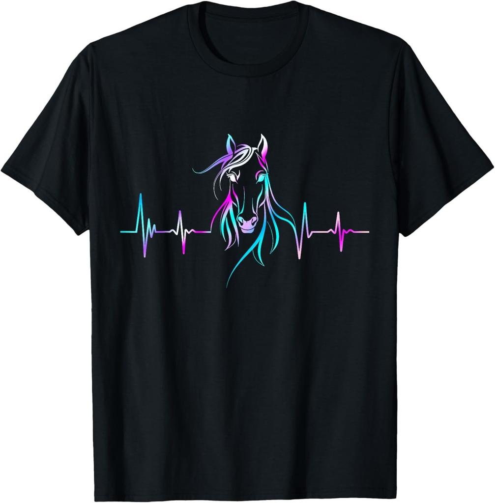 Horse Heartbeat For unisex Girls Equestrian Horseback Riding T-Shirt