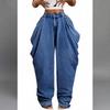 Women's Casual Pleated Vintage Flare Wide Leg Jeans Denim Pants for Everyday Wear