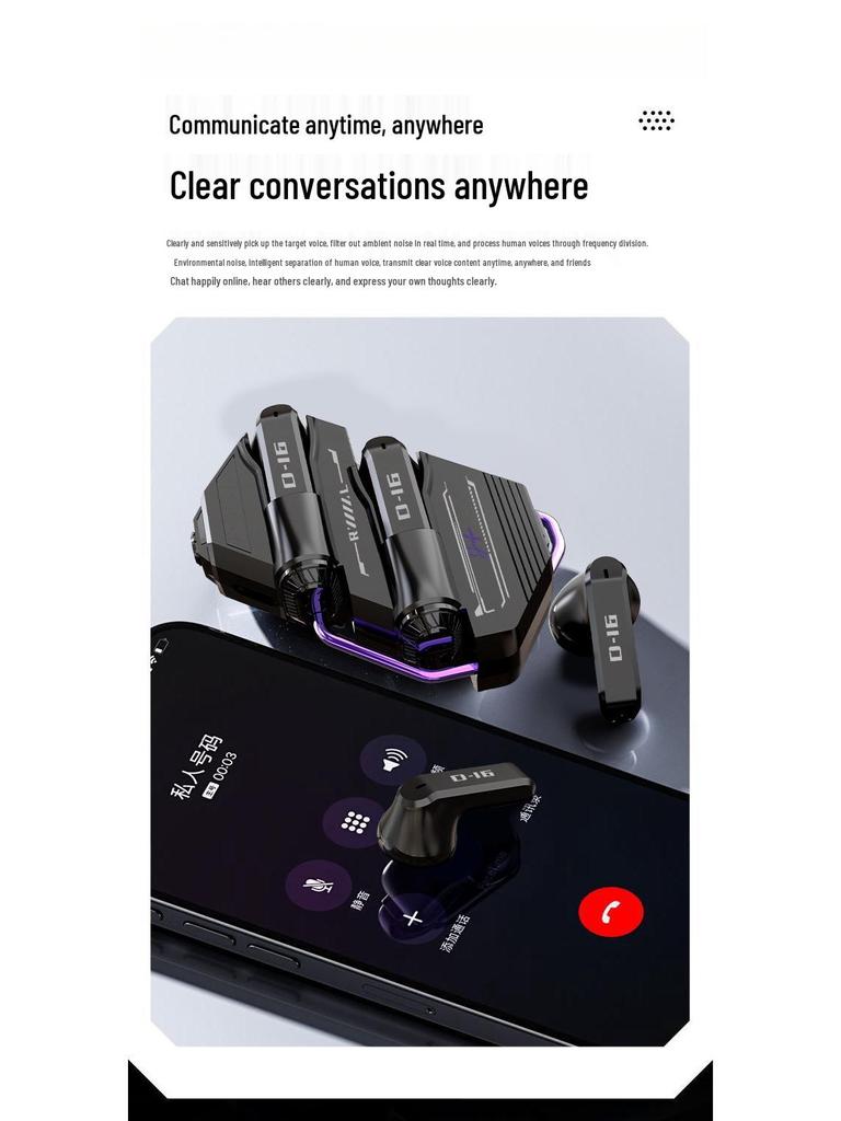 GQ-16 Bluetooth Headset: Cool Mecha Style, Semi-In-Ear, High-Quality Noise Reduction