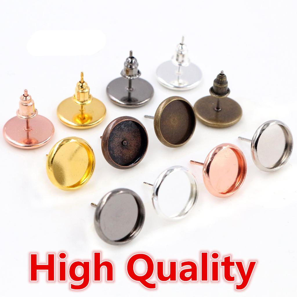 High Quality Copper Material 6mm 8mm 10mm 12mm Earring Studs,Earrings Blank/Base,Fit 6-14mm Cabochons,earring setting