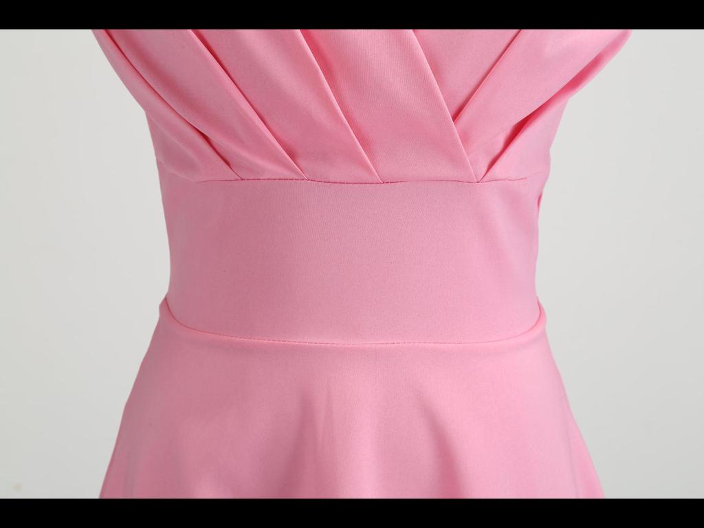 Retro Hepburn Style Short Sleeve 50s Collar High Waist Swing Dress