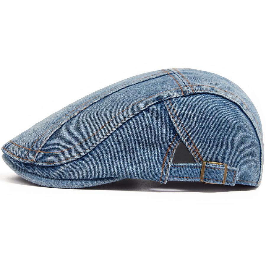 Women's Beret Denim Vintage sboy Cap For Men Summer Solid Washed Flat Caps Casual Female Visor Hat Unisex Adjustable
