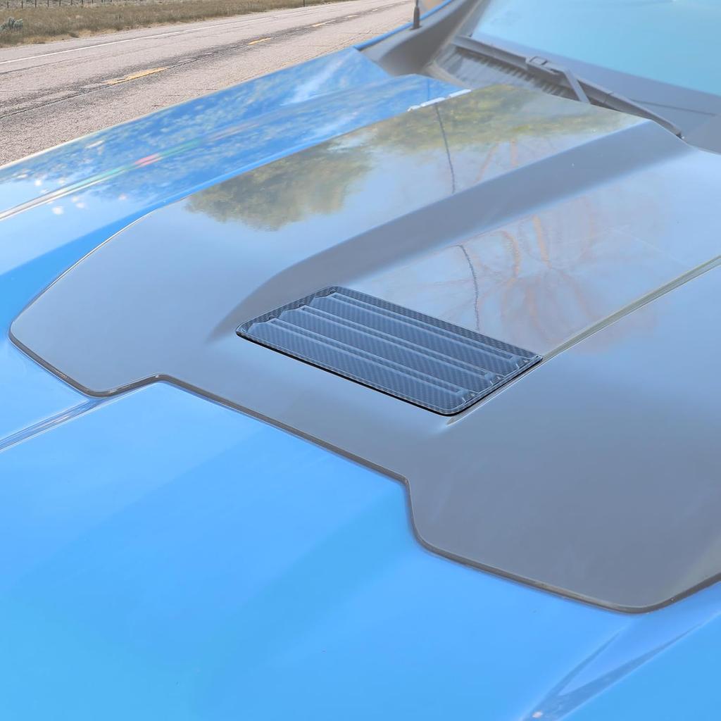 for Silverado Hood Scoops Trim Cover Decal Carbon Fiber for Chevrolet Silverado 2022-Present Black Carbon Fiber Exterior Accessories
