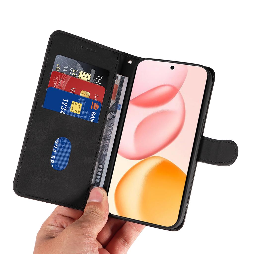 For Honor 400 5G (Global) Lommeboketui Skinn Telefondedeksel Stativ med Buet Linjedesign