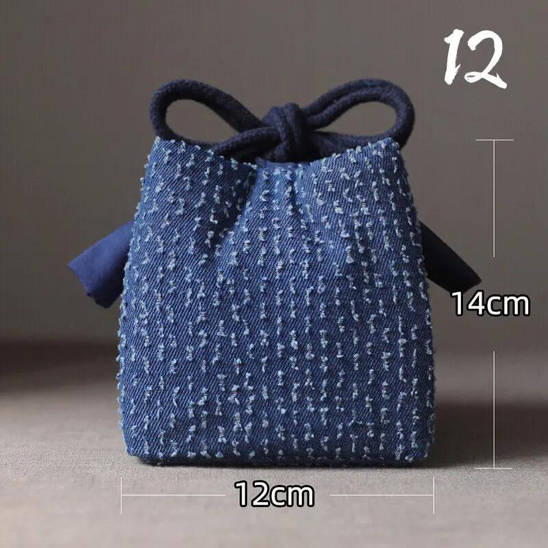 Teacup Bag Portable Travel Tea Set Storage Bag Tea Pots Four Or Six Cups Large Cloth Bag Outdoor Organizer Denim Organizer