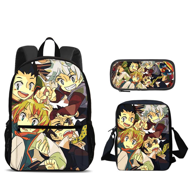 HUNTER × HUNTER Backpack Pen Bag Shoulder Bag 3Pcs Set Anime Printed Kindergarten Boys and Girls New Large Capacity Lightweight