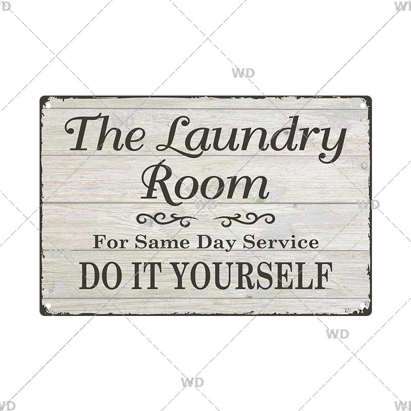 Laundry Vintage Tin Sign Funny Metal Plaque Pin Up Girl Retro Plate Wall Art Painting for Home Room Washroom Posters Decor
