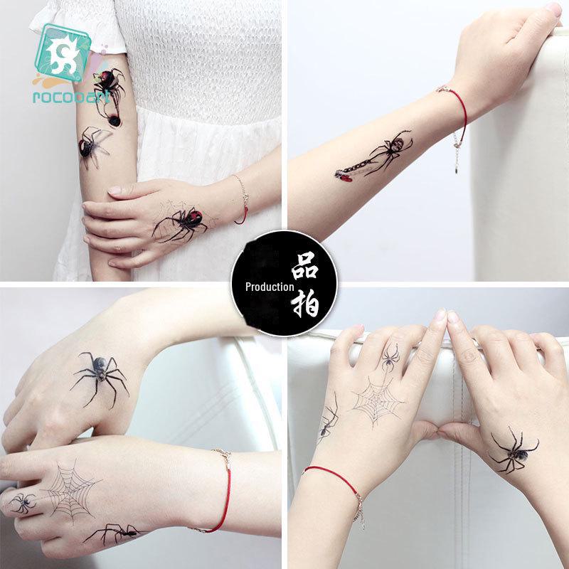 Su Geçirmez Korku ve Komik Cadılar Bayramı Örümcek Dövme Çıkartmaları