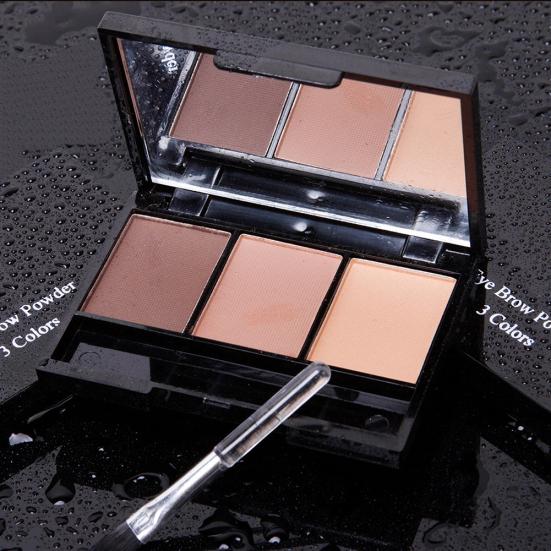 3 Colors Eyebrow Powder with Brush Mirror Long Lasting Sweat-proof Cosmetic