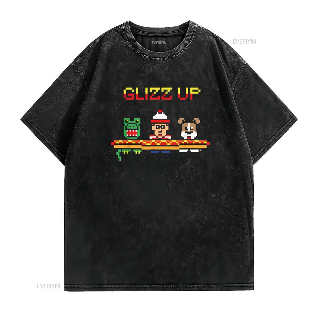 Glizz Up Funny Hot Dog Cute Vintage Retro For T Shirt vintage Washed Soft Unisex Top For Everyday Wear homme graphic fashion