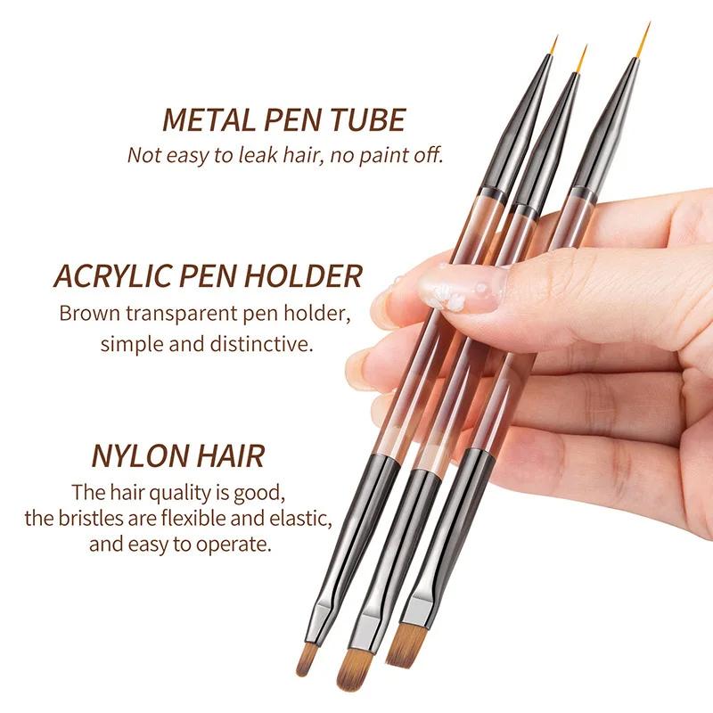 Manicure Brushes Dual Use Gel Gradient Brush Pinceles Ultra Thin Line Drawing Pen Dual End Nail Art Design Painting Tools
