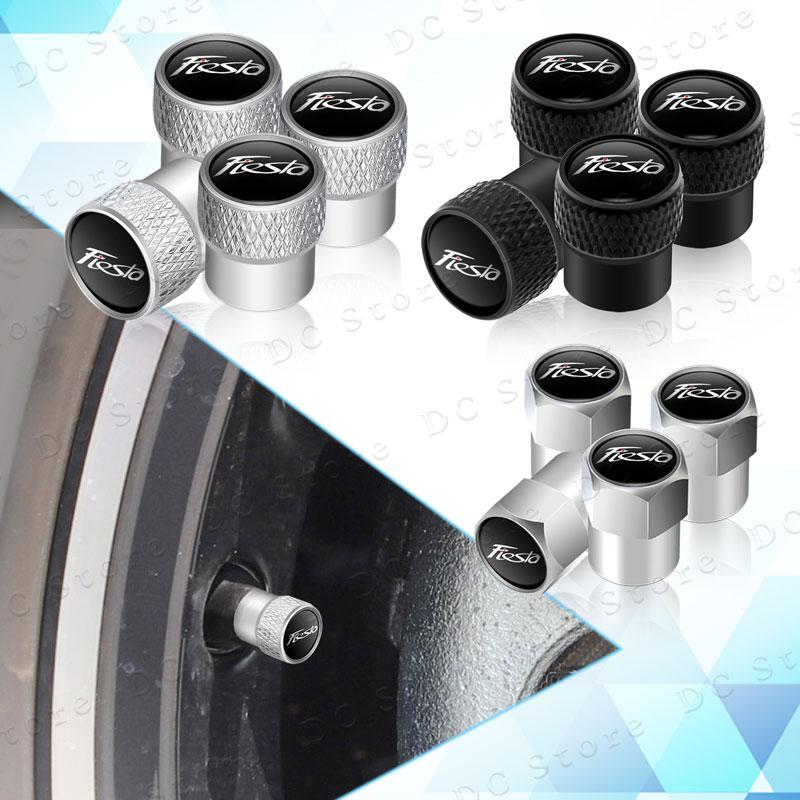 AAANK1 4pcs Metal Aluminum Alloy Car Wheel Tire Valve Air Stem Cap Dust Proof Covers For Ford Fiesta Emblem Accessories