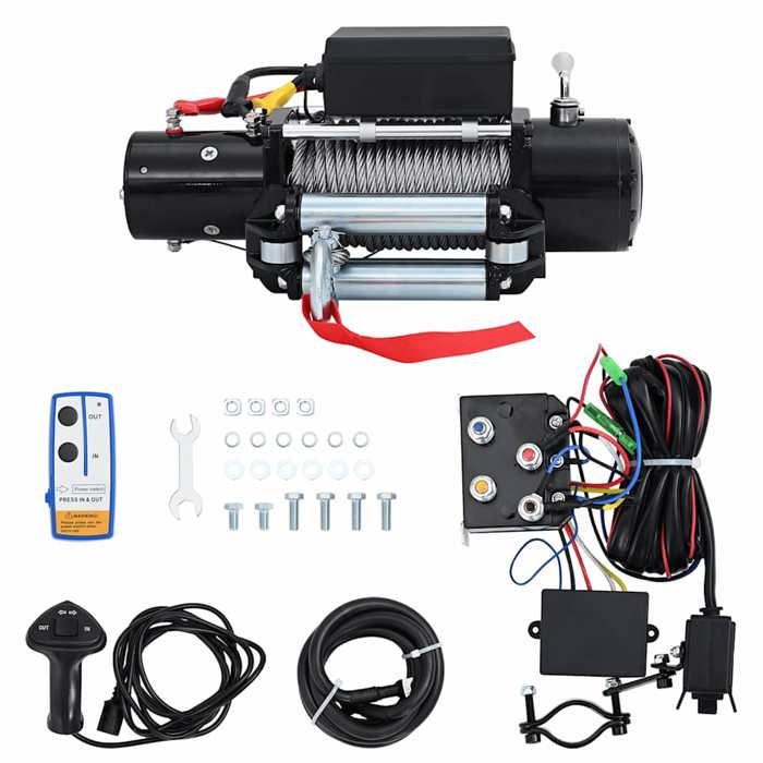 VidaXL Treuil Électrique 12V Traction 6T Télécommandes Câble 5909 kg 210022