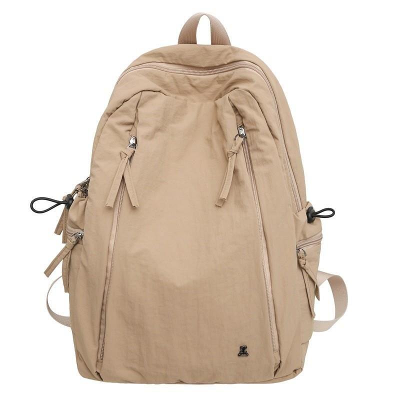 

JK New Lightweight Backpack Women High School Student Commuter Computer Schoolbag Solid Large Capacity Travel Backpack Khaki