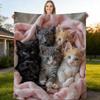 1pc Soft Warm Kitten Print Blanket Suitable for Camping, Travel , All-Season Cozy Gift for Office, Picnic, Bedspread
