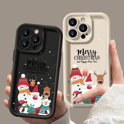 Weihnachts-Elch Geschenk Handyhülle Für iPhone 17 16 15 Pro Max 14 Pro 13 12 11 XR XS 8 7 Weihnachtsmann Schneemann Linsenschutz Stoßfest TPU Bumper Hülle
