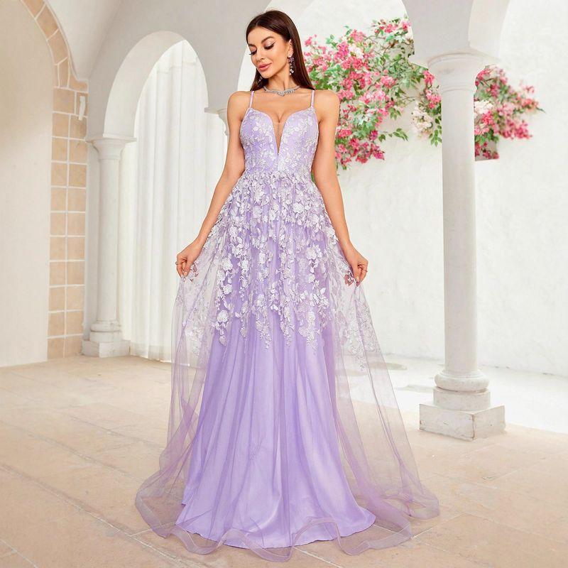 Sleeveless Party Prom Gowns Women Formal Wedding Dress Formal Dress Purple-Al31175 S