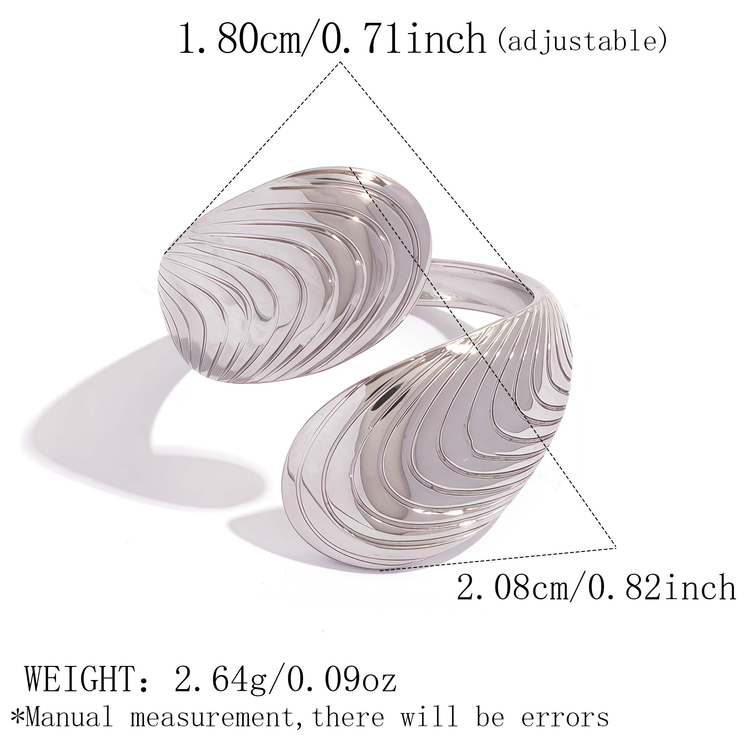 

Stainless Steel Trendy Irregular Curved Textured Open Finger Rings For Women Hammered Personality Aesthetics Anillos Zircon resizable