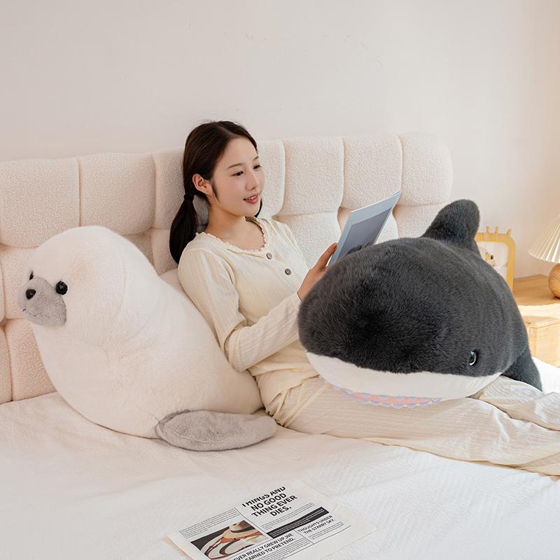 Deep Sea Series Blue Whale Shark Sea Lion Killer Whale Dolphin Animals Plush Super Soft Toys Back Cushion Decor Gifts Gils Boys