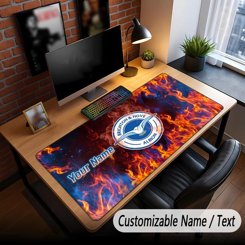 Large Mouse Pad Brighton & Hove Albion Football Print Custom Name Text Desk Mat for Office Gaming