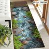 Garden Koi Fish Print Runner Rug Green Zen Pathway Floor Mat Stone Stepping Daisy Floral Design Hallway Carpet for Hallway