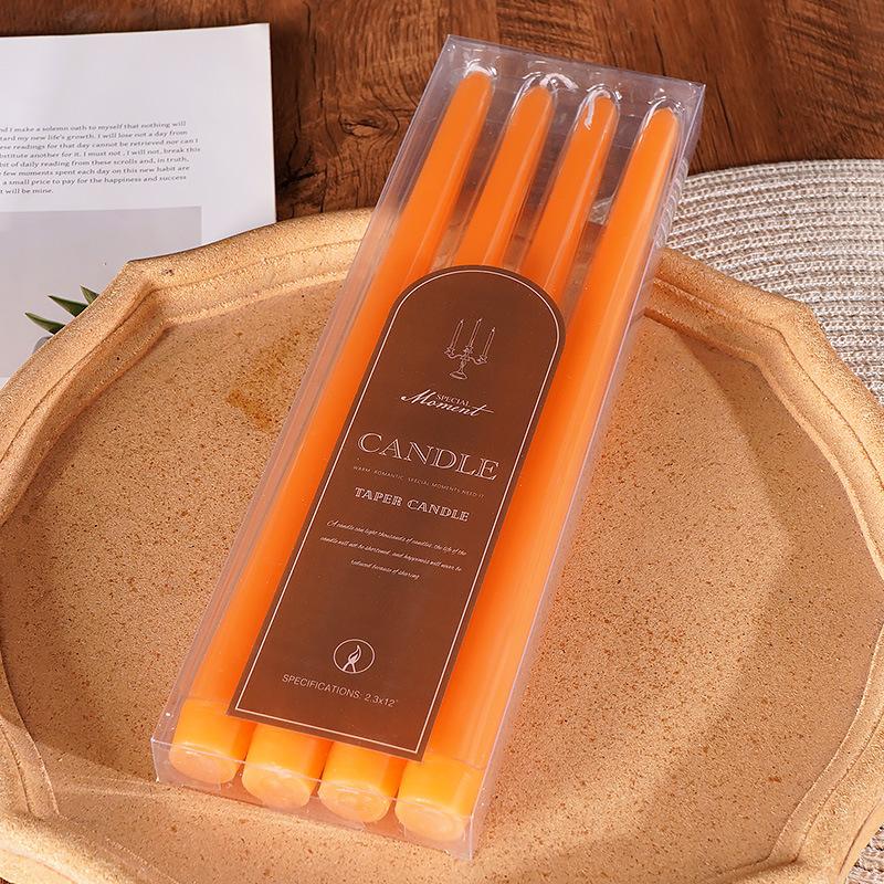 

30 см 4 цветные свечи в европейском стиле на длинной ножке для домашнего использования без запаха для ужина при свечах подсвечник стержень воск Ordinary cone rod orange 2.2 * 30 (4 pcs)