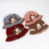 Flower Bucket Hat for Adult Outdoor Sports Wide Brim Autumn Knit Fisherman Hat