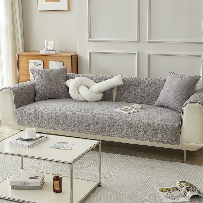 Fabric Embroidered Sofa Cushion Cotton Non-Slip Leather Sofa Cover Slipcover Four Seasons General Fabrics Sofa Cushion Cover Towel