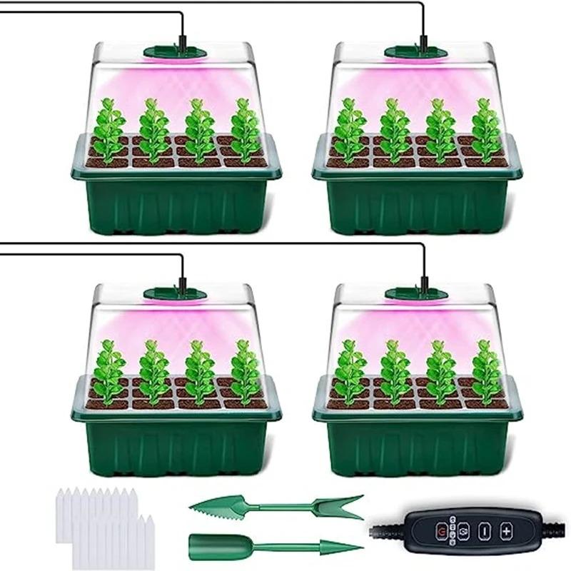 4/5/6 Heads Full Spectrum USB 5V LED Grow Light with Seedling Starter Tray Greenhouse Plant Growing Lamp for Seedlings