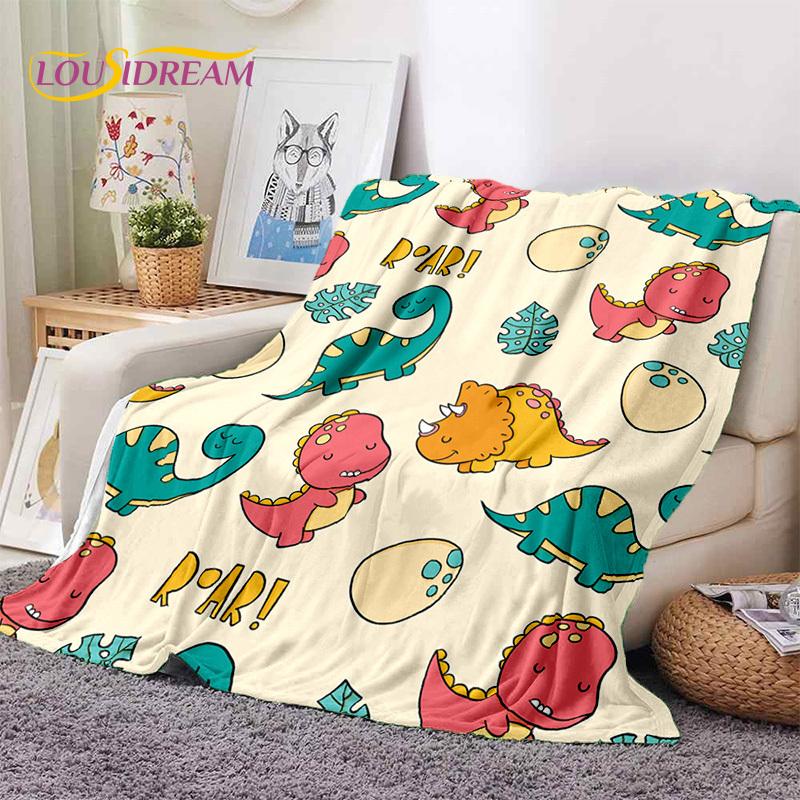 3D Uroczy Dino Kreskówkowy Dinozaur Kosmos Dzieci Miękki Flanelowy Koc na Łóżko Sypialnię Sofę Piknik, Koc do Rzucania na Zewnątrz Rekreacja