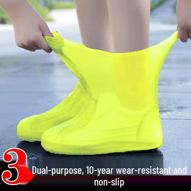 Waterproof, Non-Slip Latex Shoe Covers for Men & Women - Thick, Wear-Resistant, Reusable, Portable, Perfect for Rainy Days.