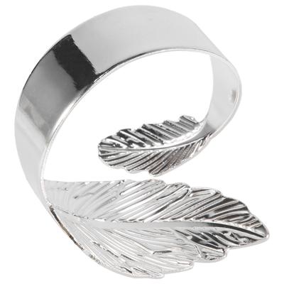 AD23-Leaf Napkin Rings Set Of 6,Leaves Napkin Rings For Table Setting,Metal Leaf Napkin Holder Rings For Holiday Party