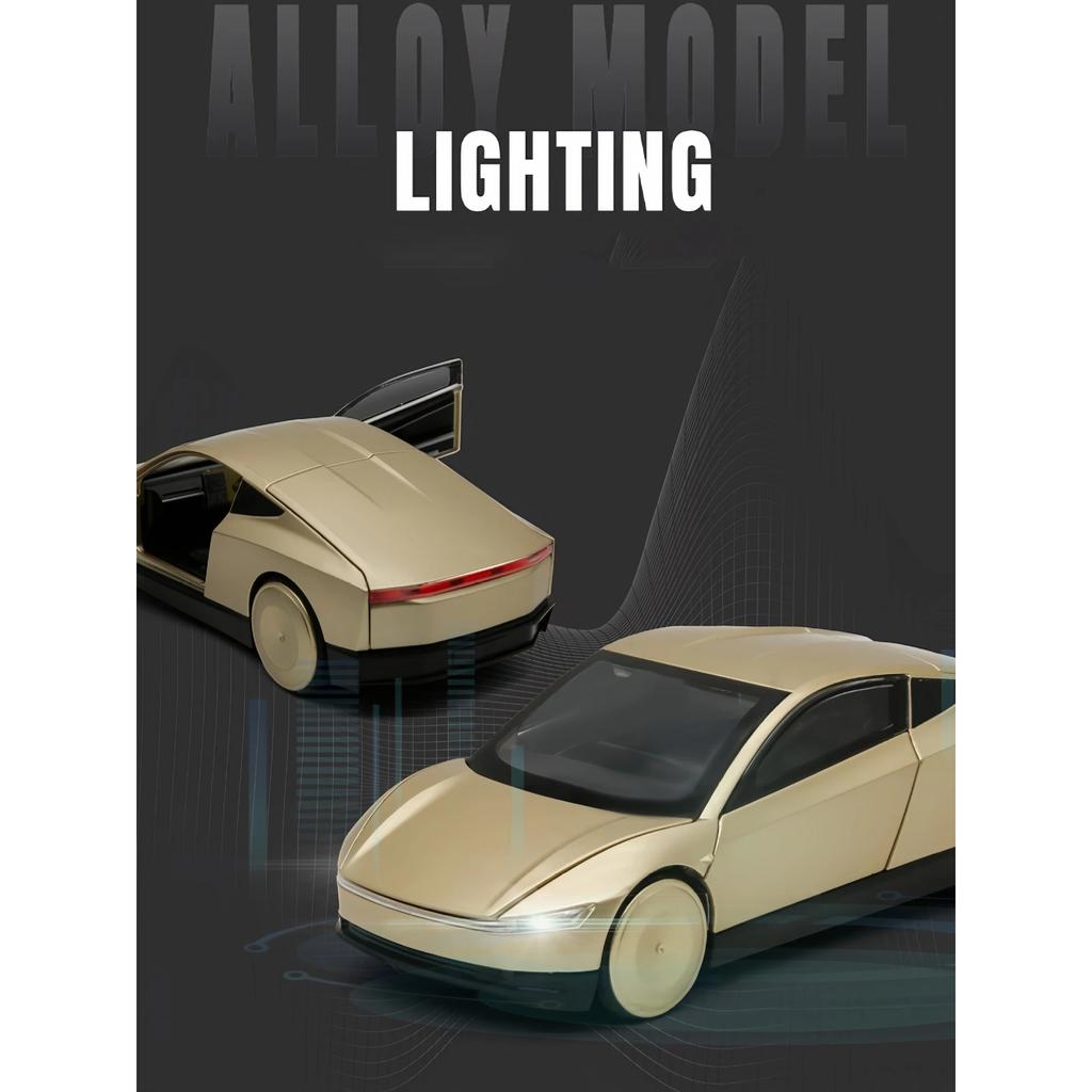 1/32 Tesla CyberCab Robotaxi Alloy Driverless Taxi Car Model Diecast Metal New Energy Car Vehicles Model Sound and Light Kids Toy Gift