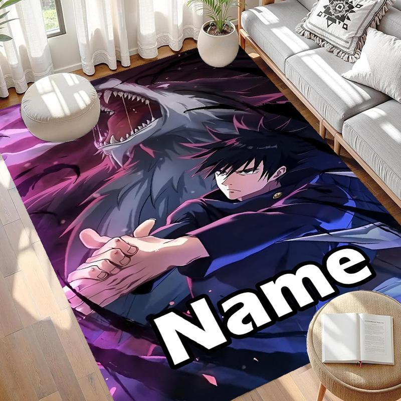 Custom Name Personalized Jujutsu Kaisen Print Carpet, Versatile Home Decor Rug, for Playroom, Apartment, Balcony, Entryway, Hallway Gift
