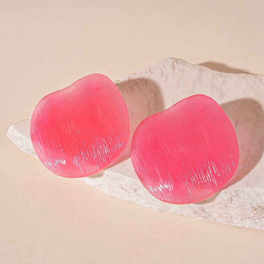 Small fresh candy color transparent resin irregular silver needle stud earrings sweet geometric earrings