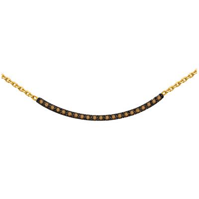 [N2529] - Gold Plated Necklace 'Sissi' Golden Amber