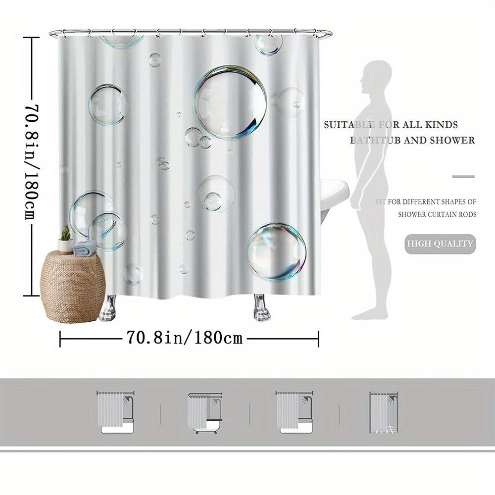 Bubble Shower Curtain, Floating Transparent Bubbles Design, Fade-Resistant Polyester, Machine Washable, Modern Bath Decor