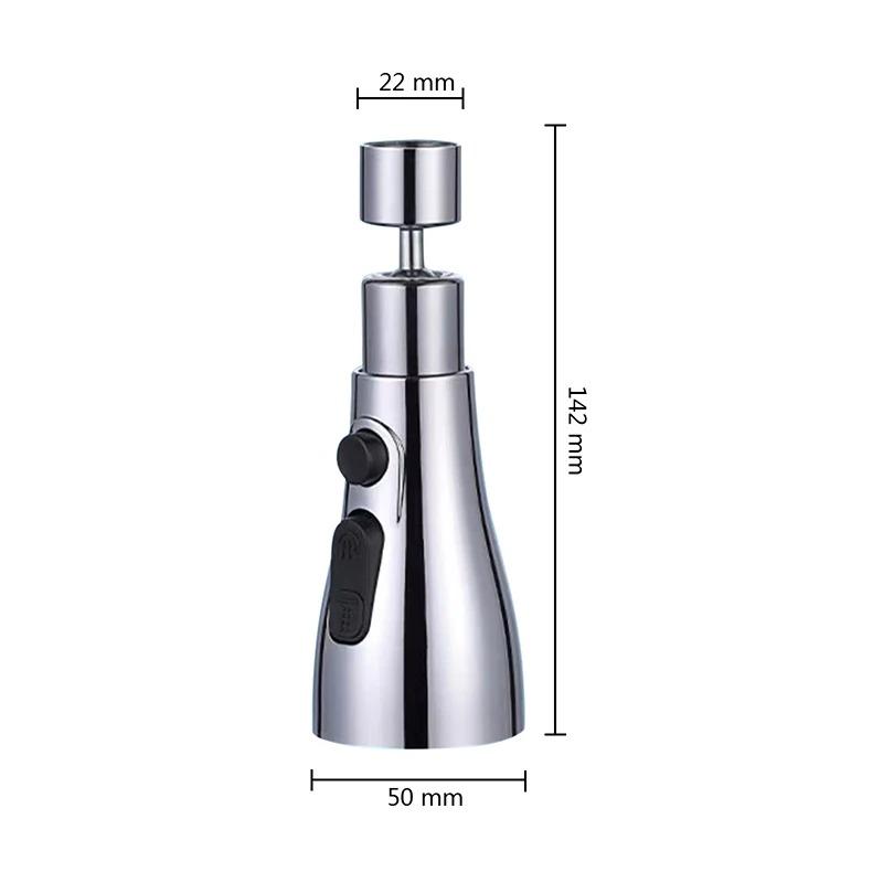 3-in-1 Multifunctional Kitchen & Bathroom Faucet Extender Splash-Proof Pressurized Sprinkler with 3-Speed Rotatable Bubbler and Scrubbing Nozzle