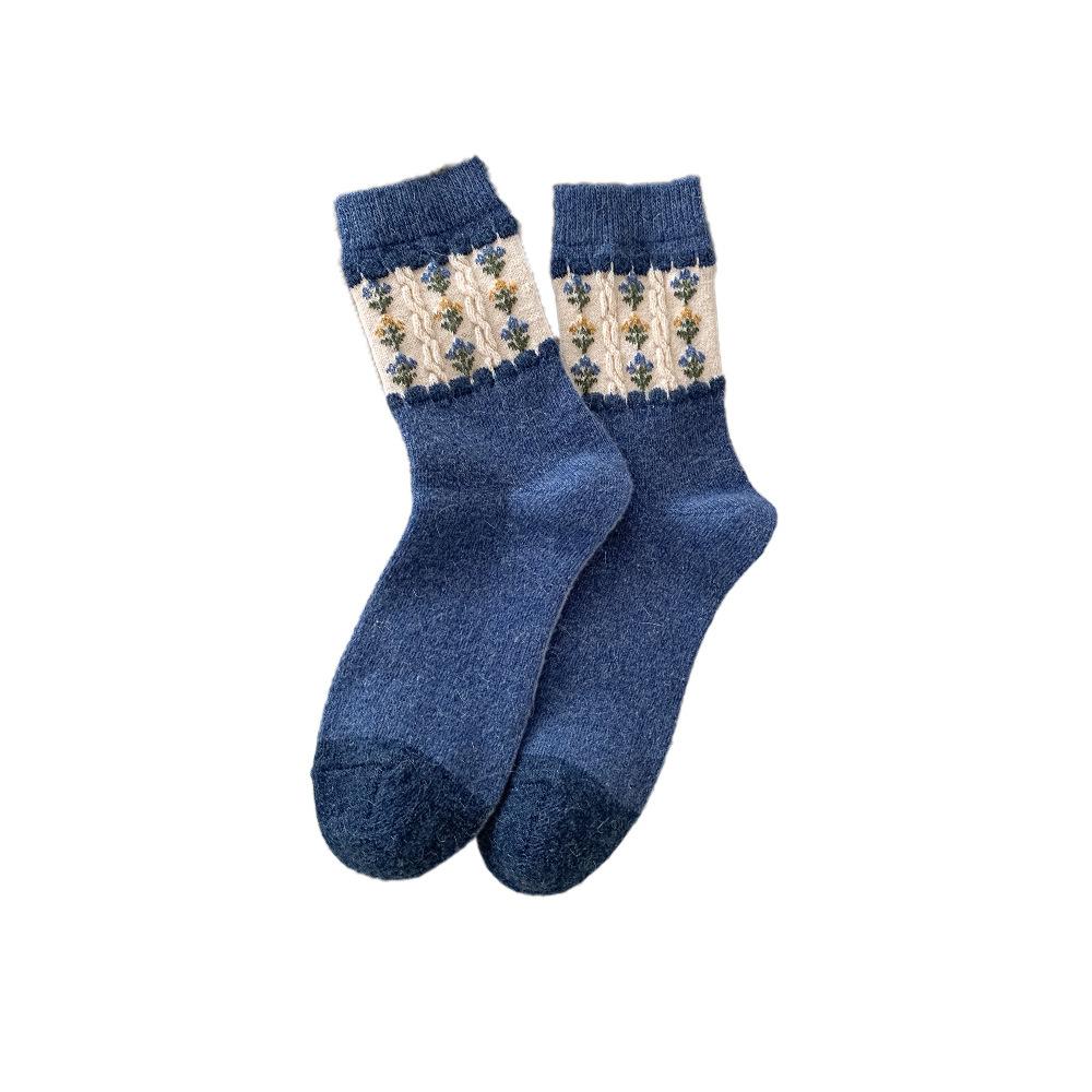 Thickened and Warm Wool Socks, Country-style Retro and Versatile Mid-calf Socks, Dui Dui, Versatile for Autumn and Winter, Plush and Cute
