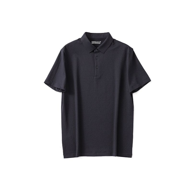 Coolmax Ice Silk Polo Shirt Men s Short-Sleeved Summer Business Casual Lapel T-Shirt Export Men s Collared T-Shirt Black + Dark Navy Blue 54/125