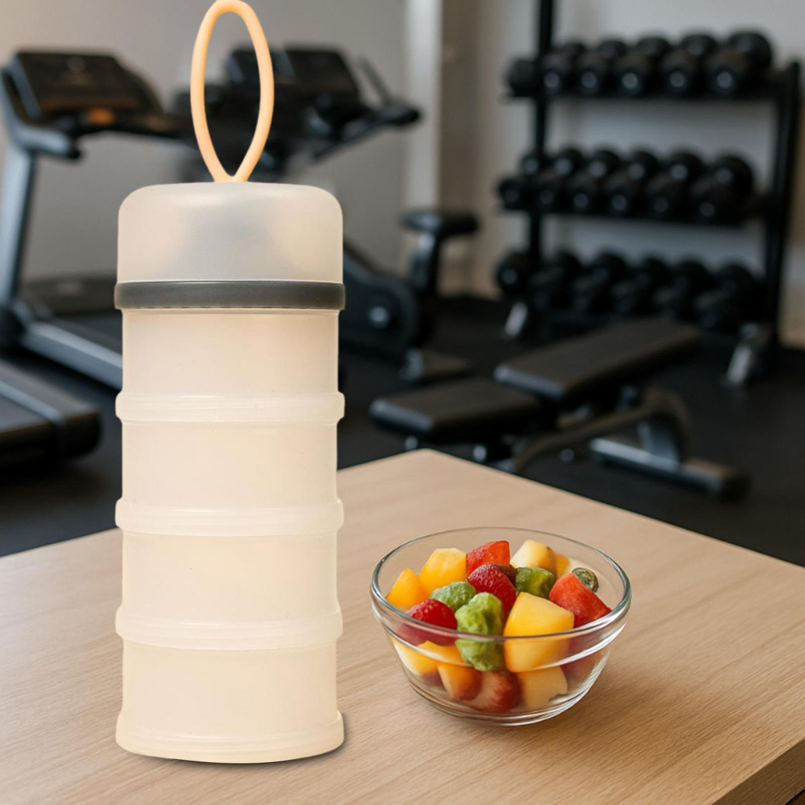 

Портативный контейнер для протеина для использования в спортзале и офисе белый