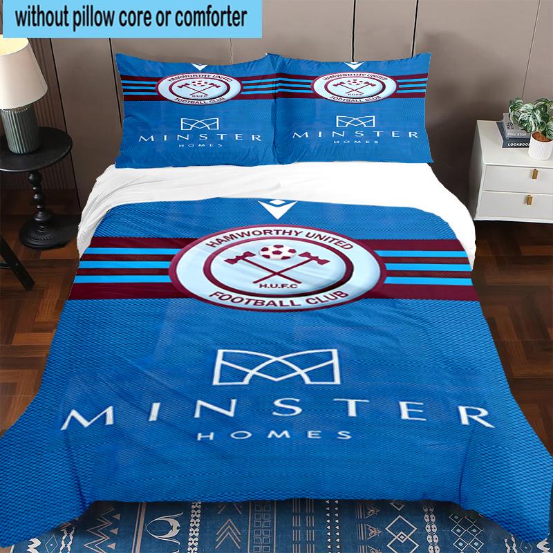 3PCS Football Club Ham-worthy Homes Bedding Set,Including 1pc Duvet Cover And 2pcs Pillowcases Perfect for Bedroom, Dormitory, Fan Christmas Gift