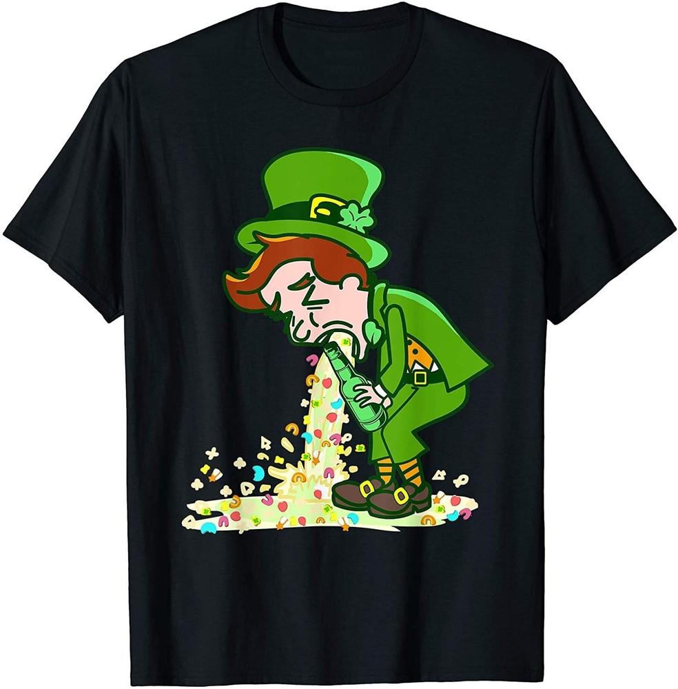 NEW! Funny St Patrick's Day Drunk Leprechaun Puking Drinking T-Shirt / Made In USA
