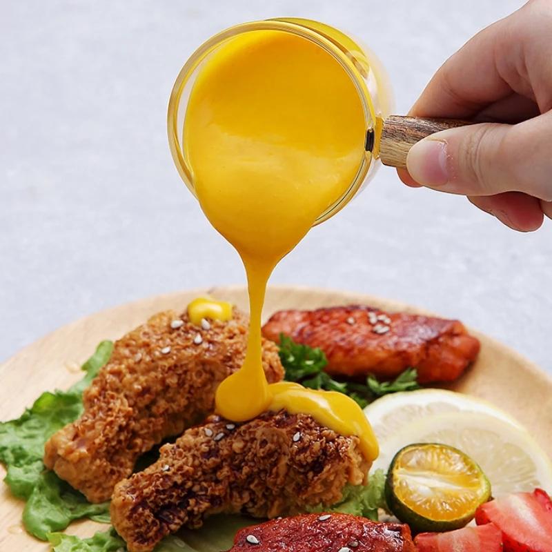 50/75ml Espresso Measuring Cup with Wood Handle Glass Single Mouth Mini Milk Jug Multi-function for Household Coffee Supplies