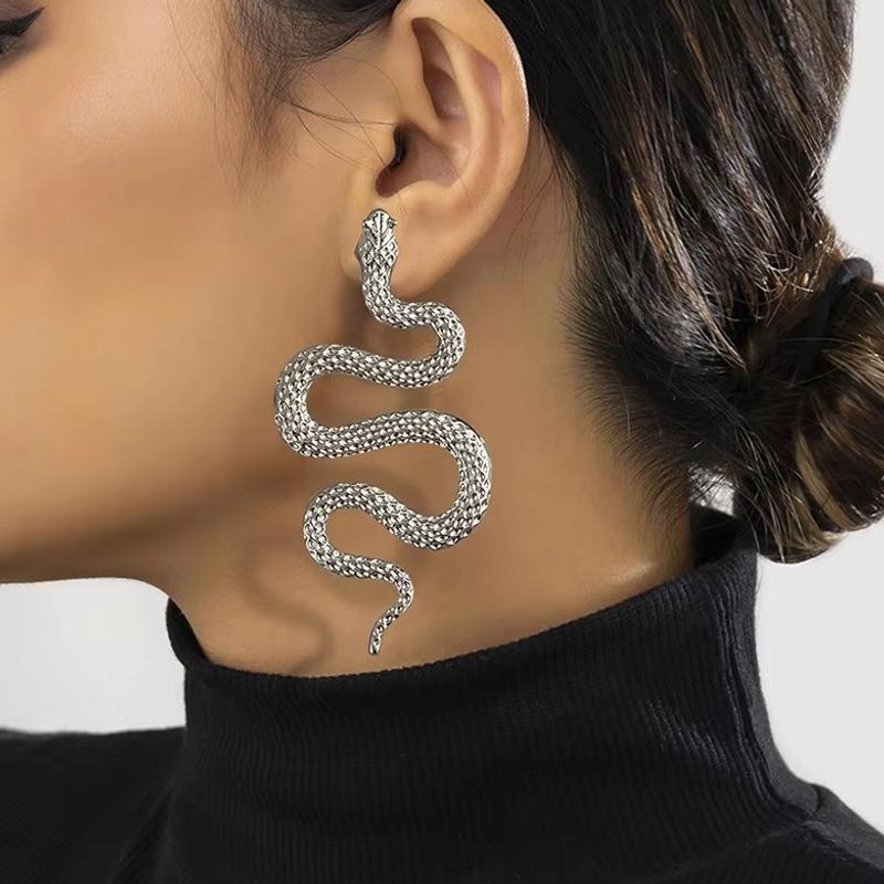 EVISPOL Sexy and Exaggerated Halloween Snake Shaped Stud Earrings for Women Fashion Gothic Personalized Trendy Girl Rock Jewelry