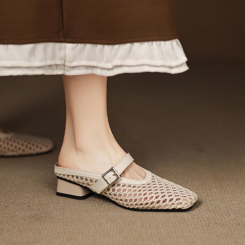 Summer New Flat Slippers Low Heel Size Women's Shoes Solid Color Soft Sole Casual Cool Slippers Foot Bag Head Slippers